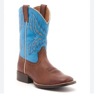 Ariat Brown/Blue Billy Leather Western Cowboy Boots Kids 4